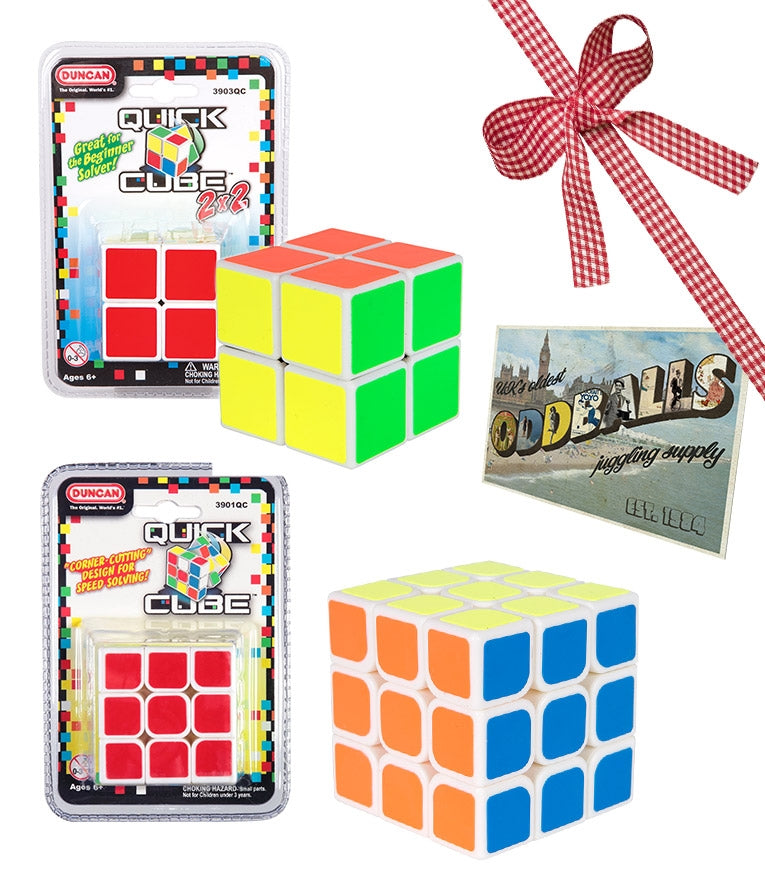 Duncan 2 x 2 x 2 and 3 x 3 x 3 Quick Cube Puzzles + Oddballs Postcard