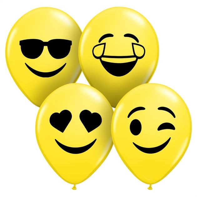 Qualatex 5" Yellow Smile Face Ballons - Assortment