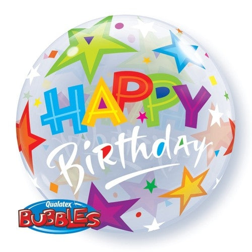 Qualatex 22" Bubble Balloons 'Brilliant Stars' Birthday (various)