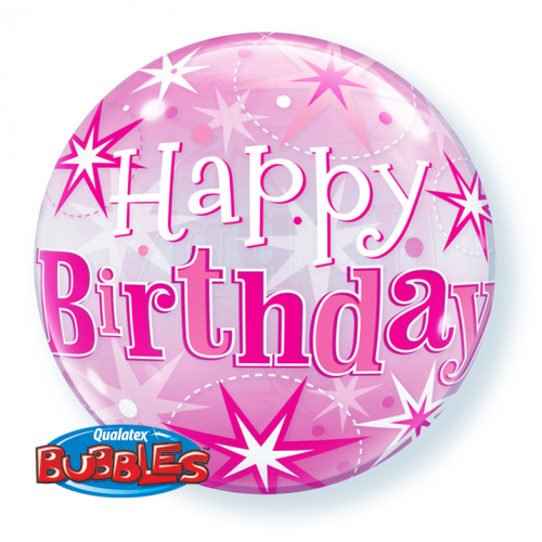 Qualatex 22" 'Pink Starburst Sparkle' Birthday Bubble Balloon (various)