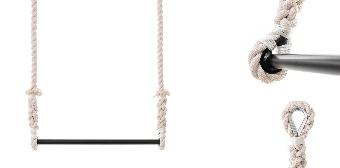 STATIC TRAPEZE with 100% cotton ropes (25mm Rope) - Bar Width : 15 cm + 60 cm + 15 cm